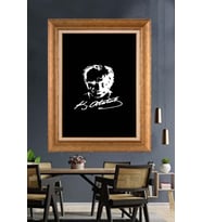 Altın Varaklı Çerçeveli Paspartulu Atatürk Tablo DC1208 (Gold)