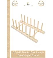 #DüzenleyiciStand Bambu Ahşap Mutfak Tabaklık Kurutmalık Organizer Çok Amaçlı Düzenleyici 8 Gözlü St