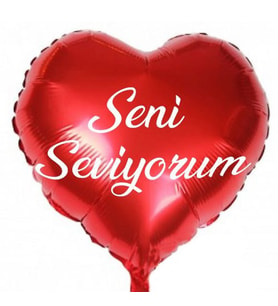 YÜKSEK KALİTE SENİ SEVİYORUM KIRMIZI KALPLİ FOLYO BALON 46 CM 9 ADET PARLAK METALİK KALPLİ BALON