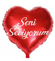 YÜKSEK KALİTE SENİ SEVİYORUM KIRMIZI KALPLİ FOLYO BALON 46 CM 9 ADET PARLAK METALİK KALPLİ BALON
