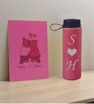 BK Gift Sevgiliye Özel İsimli Pembe Defter ve Fuşya Cam Matara Hediye Seti-3, Sevgiliye Hediye, Sevgililer Günü, Yeni İş Hediyesi