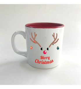 Merry Christmas Geyik Baskılı Kırmızı Multi Yılbaşı Kupası