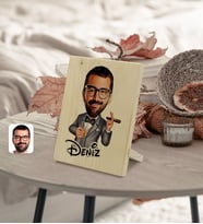 BK Gift Kişiye Özel İsimli Erkek Patron Karikatürlü Dekoratif Ahşap Çerçeve Model 3