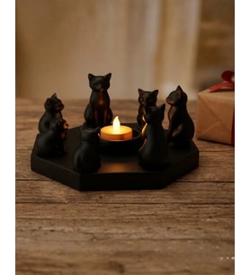 Dekoratif Kediler Ritüel Dinginlik Yoga Mumluk Biblo 14 x 8 Cm