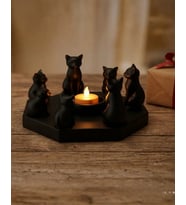 Dekoratif Kediler Ritüel Dinginlik Yoga Mumluk Biblo 14 x 8 Cm