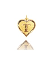 0.25 Gram 14 Ayar T Harfi Kalp Kolye Ucu