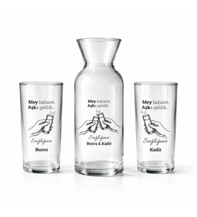 Kişiye Özel Rakı Seti – 2 Adet Rakı Bardağı + Cam Karaf – Hediye Seti