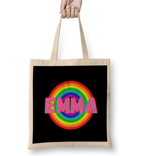 Emma -Name personalized Custom - vintage Retro Rainbow Style Design Gift Baby-Gift For Her Bez Çanta Uzun Saplı