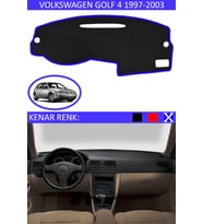 Volkswagen Golf 4 1997-2003 İçin Uygun Torpido Koruma Halısı Siyah Kenar Renk Mavi