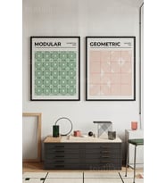 Modüler Geometri 2'li Ahşap Çerçeveli Tablo Seti