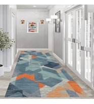 Rovigo Home Dijital Baskı Yıkanabilir Kaymaz Taban Salon Halısı Ve Yolluk RVG0954-FNL203 (Mavi)