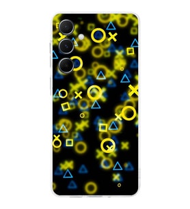 PrintiFy Samsung A55 Uyumlu Kamera Korumalı Semboller Tasarımlı Şeffaf Silikon Kılıf