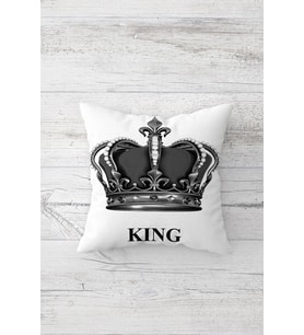 King Çift Tarafı Baskılı Gizli Fermuarlı Yastık Kılıfı Kırlent Koltuk Yastık Kılıfı (Beyaz-Gri)
