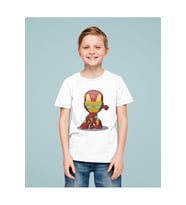 Tasarım Ironman Demiradam Baskılı Unisex Film Kahramanı Çocuk Tişört (1-12 Yaş)