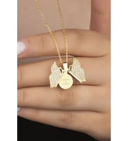 925 Ayar Gümüş Gold Açılabilen Isimli Kelebek Kolye