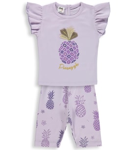 Civil Baby Ananas Baskılı 6-18 Ay Takım - Pudra