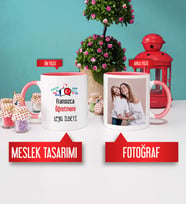 Fransızca Öğretmenine Hediye Fransızca Öğretmeni Kupa Bardak Pembe Fotoğraflı