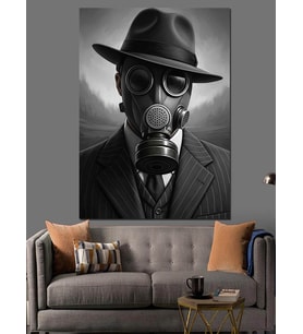 Gaz Maskeli Steampunk Adam Dekoratif Kanvas - Mdf Ahşap Tablo