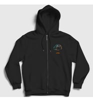 Presmono Unisex Siyah Kask Pubg Fermuarlı Kapüşonlu Sweatshirt 30516tt