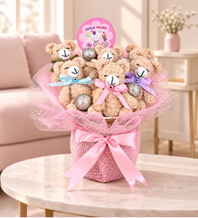 Premium Doğum Günü Mutlu Yıllar Amigurumi Ayıcık Buketi