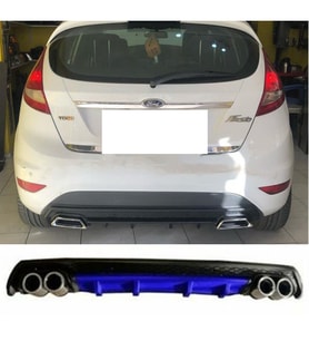 Ford Fiesta MK7 Mavi Difüzör Çiftli Yuvarlak Egzoz Görünümlü D Tip Difizör
