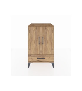 Hyperion Komodin 3 Raflı Tek Çekmeceli 2 Kapaklı 60x44x96 Çam-Çam