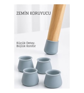 Silikonlu Sandalye Ayak Koruyucu - Sessiz ve Çiziksiz Kullanım, 4 lü Set GRİ