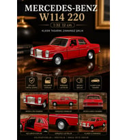 Kırmızı Mercedes-Benz W114 220 Klasik Metal Maket Araba 1:32 Ölçek 12 cm Diecast Koleksiyon