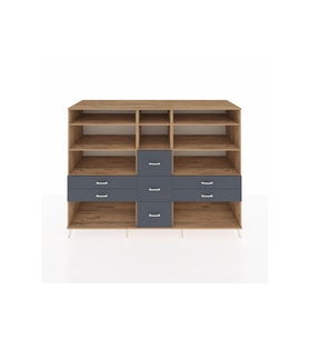 Kronos Dolap 8 Raflı 7 Çekmeceli  220x59x163 Çam-Çam/Antrasit