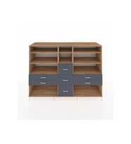 Kronos Dolap 8 Raflı 7 Çekmeceli  220x59x163 Çam-Çam/Antrasit