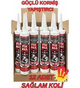 12 ADET Süper Güçlü Özel Yapıştırıcı 450gr FİX ALL ATC Lambiri Tavan Korniş Yapıştırıcı 300 KG Taşır