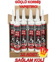 12 ADET Süper Güçlü Özel Yapıştırıcı 450gr FİX ALL ATC Lambiri Tavan Korniş Yapıştırıcı 300 KG Taşır