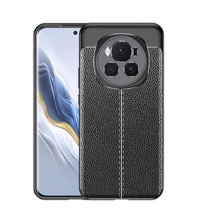 Honor Magic 6 Pro Kılıf Deri Görünümlü Slim Silikon (Siyah)