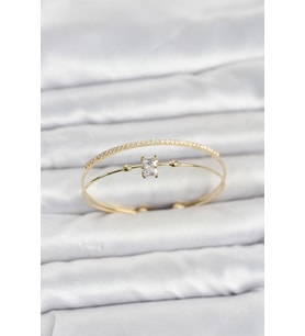 Pirinç Gold Renk Zirkon Taşlı Baget Model Kadın Bileklik 5886 - 1OL6709-9021