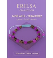 Sertifikalı Terahertz Mor Akik Doğal Taş Bileklik - Sakinlik Koruma Enerji Denge Taşı (Çok Renkli)