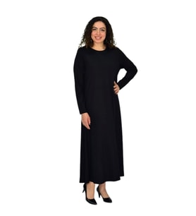 Kadın Siyah Uzun Kol Likralı Viskon Elbise BGL-ST04677