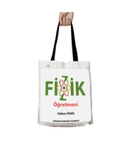 Siyah Kulplu Kişiye Özel Fizik Öğretmeni Atom Yıkanabilir Okul Omuz Çanta