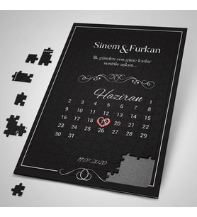 Yıldönümü Tarihli Sevgiliye Hediye 240 Parça Kişiye Özel Puzzle