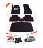 e-biz HYUNDAİ ACCENT ERA (2005-2011) Uyumlu EVA Oto Paspas Bagaj Paspası Dahil Siyah-Fuşya