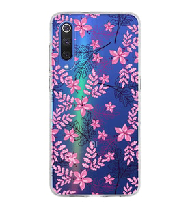 Xiaomi Mi 9 Uyumlu Kapak Floral Pembe Tasarımlı Şeffaf Silikon Kılıf