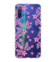 Xiaomi Mi 9 Uyumlu Kapak Floral Pembe Tasarımlı Şeffaf Silikon Kılıf