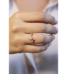 925 Ayar Gümüş Zirkon Taşlı Rose Yüzük - Y012901
