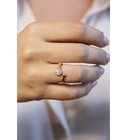 925 Ayar Gümüş Zirkon Taşlı Rose Yüzük - Y012901