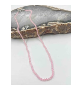 Pembe Kuvars Taşı Doğaltaş Kolye 2 Mm