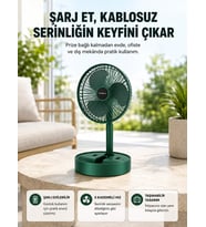 Katlanabilir Şarjlı Mini Fan 3 Kademeli Hız Ayarlı Taşınabilir