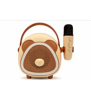 Çocuklara Özel Retro Tasarımlı Bluetooth Karaoke Mikrofon ve Ahşap Tripodlu – Kahverengi