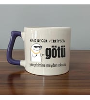 Kime Değer Verdiysek Götü Yerçekimine Meydan Okudu Baskılı Mor Kulplu D Kupa
