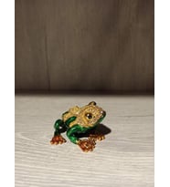 Swarovski Taşlı Kurbağa Mücevherlik / Dekoratif Biblo (Beyaz)