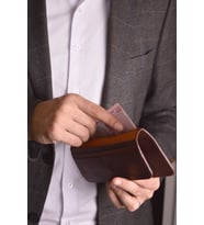 Jewelmim Açık Kahverengi Crazy Dikey %100 Gerçek Deri Erkek Cüzdanı Hakiki Deri Cüzdan & Kartlık - DR1138AK