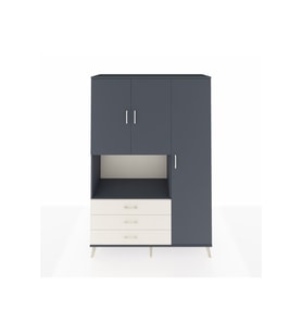 Hyperion Dolap 7 Raflı 3 Çekmeceli 3 Kapaklı 132x44x195 Antrasit-Antrasit/Aytaşı